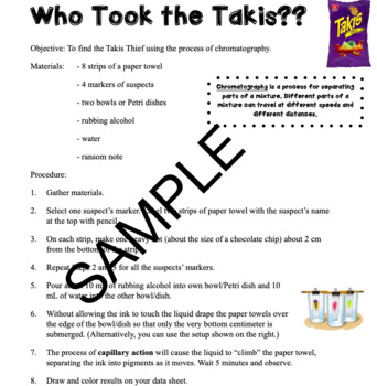 Preview of Chromatography Mystery Lab: Who Took the Takis?