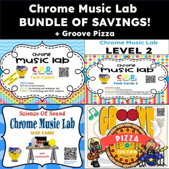 Preview of Chrome Music Lab - ALL 3 Task Card Sets + Bonus: Groove Pizza