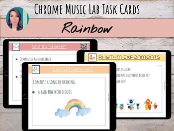 Preview of Chrome Music Lab Digital Composition Task Cards | Rainbow