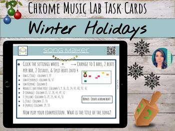 Preview of Chrome Music Lab Song Maker Composition Task Cards | Winter Holiday