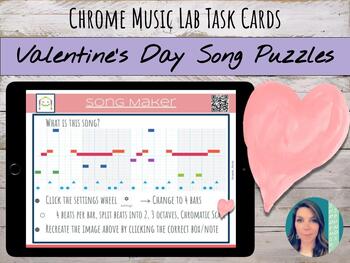 Preview of Chrome Music Lab Song Maker Song Puzzles & Task Cards | Valentine's Day
