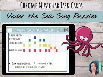 Preview of Chrome Music Lab Song Maker Task Cards | Under the Sea Composing Puzzles