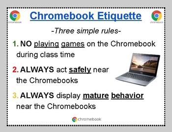 Preview of Chromebook Etiquette Poster - Colorful & Simple - EDITABLE!!!