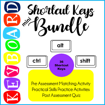 Preview of Chromebook Keyboard Shortcuts Google Docs Skills Practice & Quiz Bundle