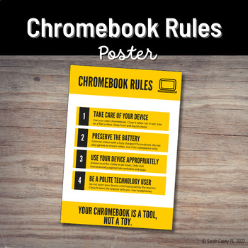 Preview of Chromebook Rules Poster - Technology Expectations and Routines