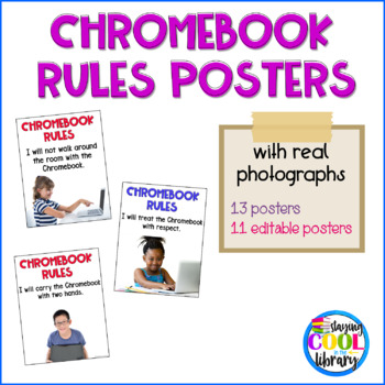 Preview of Chromebook Rules Posters {real photographs & editable}