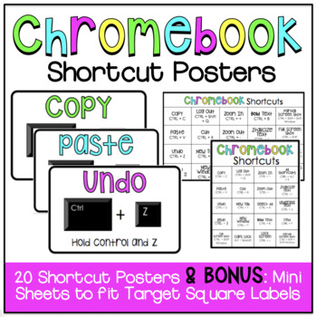 Preview of BRIGHT Chromebook Shortcut Posters {5 Sizes! Now includes TARGET pocket size)