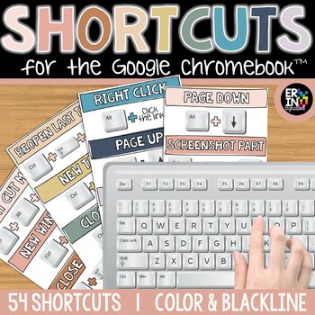 Preview of Chromebook Shortcut Posters 54 Keyboard Shortcut Posters Boho Colors + Blackline