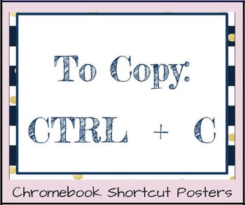 Preview of Chromebook Shortcut Posters-Navy Blue & Gold, two sizes
