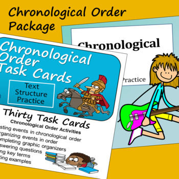 Preview of Chronological Order Text Structure -Task Cards and Slide Presentation Bundle