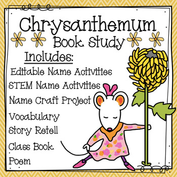 Chrysanthemum Book Study With Editable Name Activities Tpt