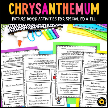Preview of Chrysanthemum Picture Book Read Aloud Activities Special Education ELL