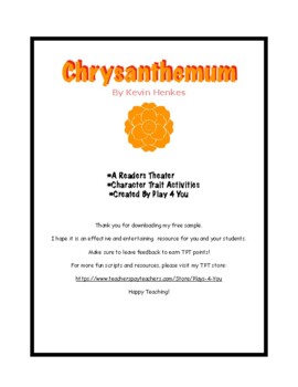 Preview of Chrysanthemum - A Readers Theater Script and Character Trait Activities
