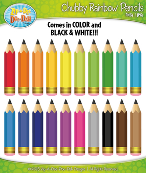 Preview of FREE Chubby Rainbow Writing Pencils Clipart {Zip-A-Dee-Doo-Dah Designs}