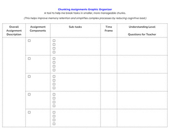 Preview of Chunking Assignments Graphic Organizer