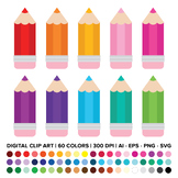 Chunky Color Pencil Clip Art Set