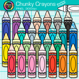 Chunky Crayon Clipart: 27 Rainbow School Supply Clip Art, 