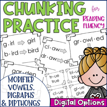 Preview of Phonics Chunking Practice Modified Vowels Digraphs and Dipthongs Edition