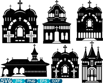 Preview of Church Silhouettes sticker buildings clipart religion Jesus Construction -339s