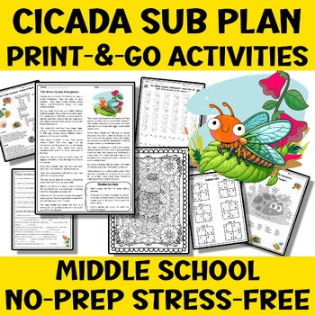 Preview of Cicada 2024 Science Sub Plan or Independent Work Middle & High School 5th 6th 7t