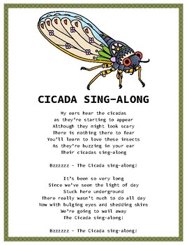 Preview of Cicada Sing-Along Free Lyric Page