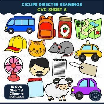 Ciclips Directed Drawings Clipart CVC Short A by Ciclips Studio | TPT