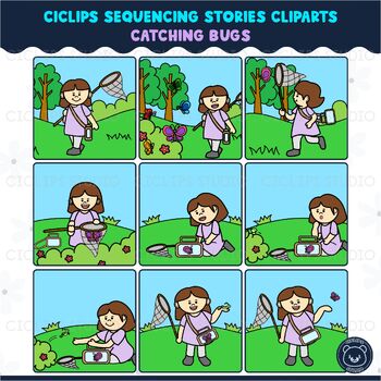 Ciclips Sequencing Stories Cliparts Catching Bugs by Ciclips Studio