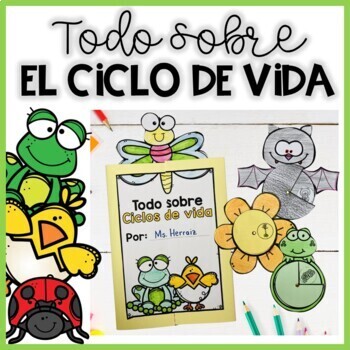 Preview of Ciclo de vida plantas y animales | Life Cycle Crafts and Readers in Spanish