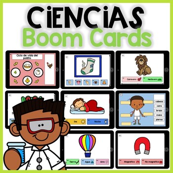 Preview of Ciencias Boom Cards | Science Digital Activities and Centers in Spanish