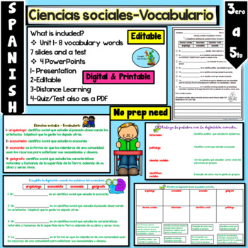 Preview of Ciencias sociales vocabulario PowerPoint  Editable