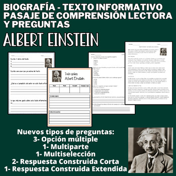 Preview of Científico Albert Einstein-Biografía- Pasaje de lectura y Comprensión lectora