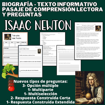 Preview of Científico Isaac Newton-Biografía- Pasaje de lectura y Comprensión lectora