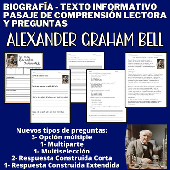 Preview of Científico Alexander Graham Bell -Biografía- Pasaje lectura comprensión lectora