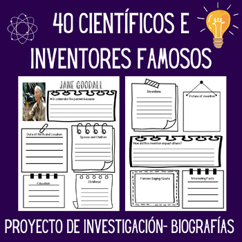 Preview of Científicos e inventores famosos Proyecto de investigación y Biografías