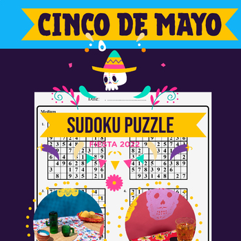 Preview of Cinco De Mayo Activities | Sudoku Puzzles With Solutions - Fun May Activities