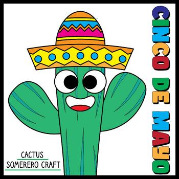 Preview of Cinco De Mayo Activity Cactus Sombrero Craft & Writing template | Mexican Fiesta