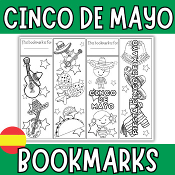 Preview of Cinco De Mayo Bookmarks to Color|Mexican Fiesta Hispanic Heritage Month Bookmark
