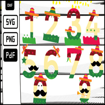 Preview of Cinco De Mayo Bundle Clipart {Creative Clips Clipart} Mexican numbers
