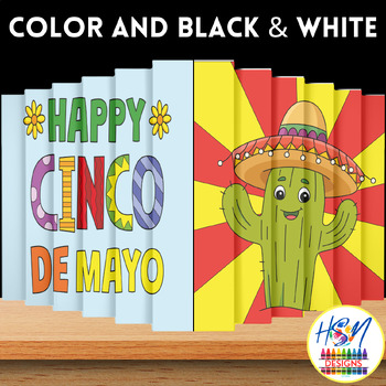 Preview of Cinco De Mayo Cactus Color & BW Agamograph Activity Bulletin Board Craft