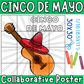 Preview of Cinco De Mayo Collaborative Coloring Poster Activities, Cinco De Mayo