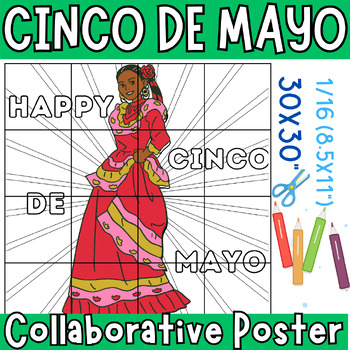 Preview of Cinco De Mayo Collaborative Poster Coloring pages | Bulletin Board Craft