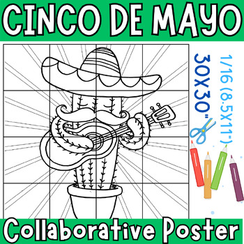 Preview of Spanish Cinco De Mayo Collaborative Poster  Coloring Pages - Cinco De Mayo