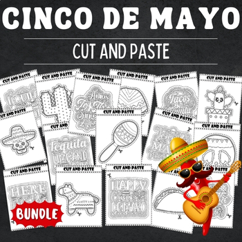 Preview of Cinco De Mayo Color & Cut and Paste Scissor skills - Fun Crafts Activities