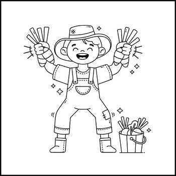 Preview of Cinco De Mayo Coloring Page - Mexican Coloring Page - Hand Drawn Farmer Drawing