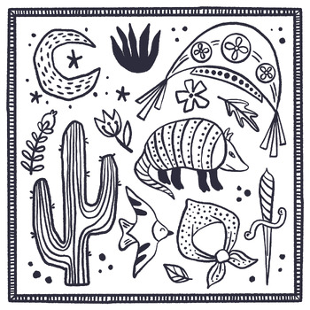 Preview of Cinco De Mayo Coloring Page - Mexican Coloring Page - Hand Drawn Mariachi Hat