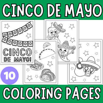 Preview of Cinco De Mayo Coloring Pages - May Coloring Sheets /  Mexican Fiesta 5th may