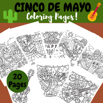 Preview of Cinco De Mayo Coloring Pages, Printable Fiesta Coloring Pages, Cinco De Mayo