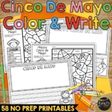 Cinco de Mayo Activities | Writing and Math | Color by Num
