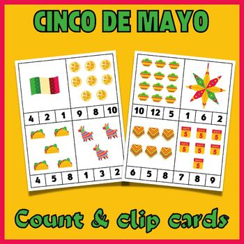 Preview of Cinco De Mayo Count & Clip Cards | Cinco De Mayo Math Activities