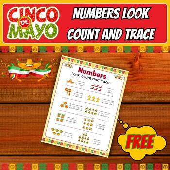 Preview of Cinco De Mayo School Count and Trace Numbers 0 -20, Practice Pages Freebie